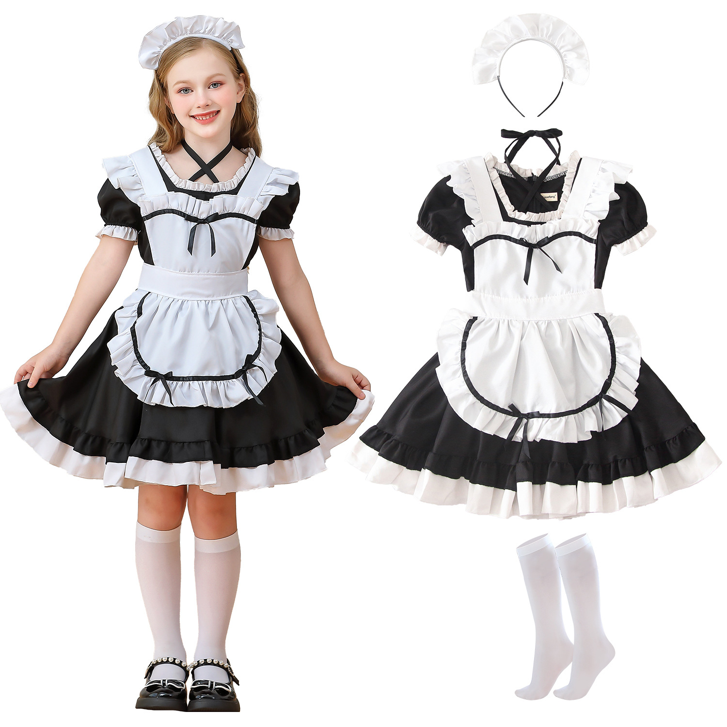 Anime Cosplay Simple - Costume da cameriera Lolita per ragazze,