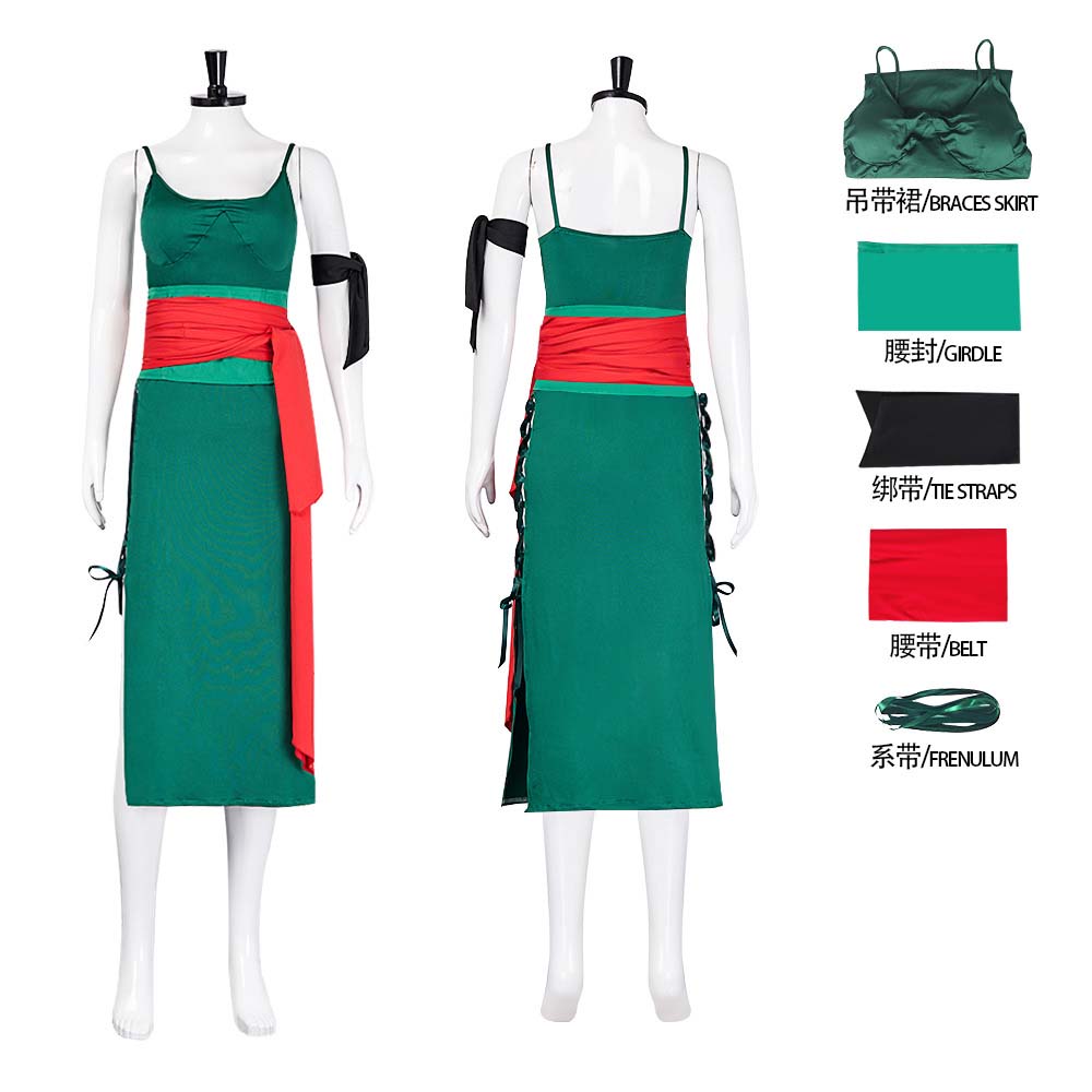 Anime Zoro Cosplay Female - Costume cosplay verde per donna adulta