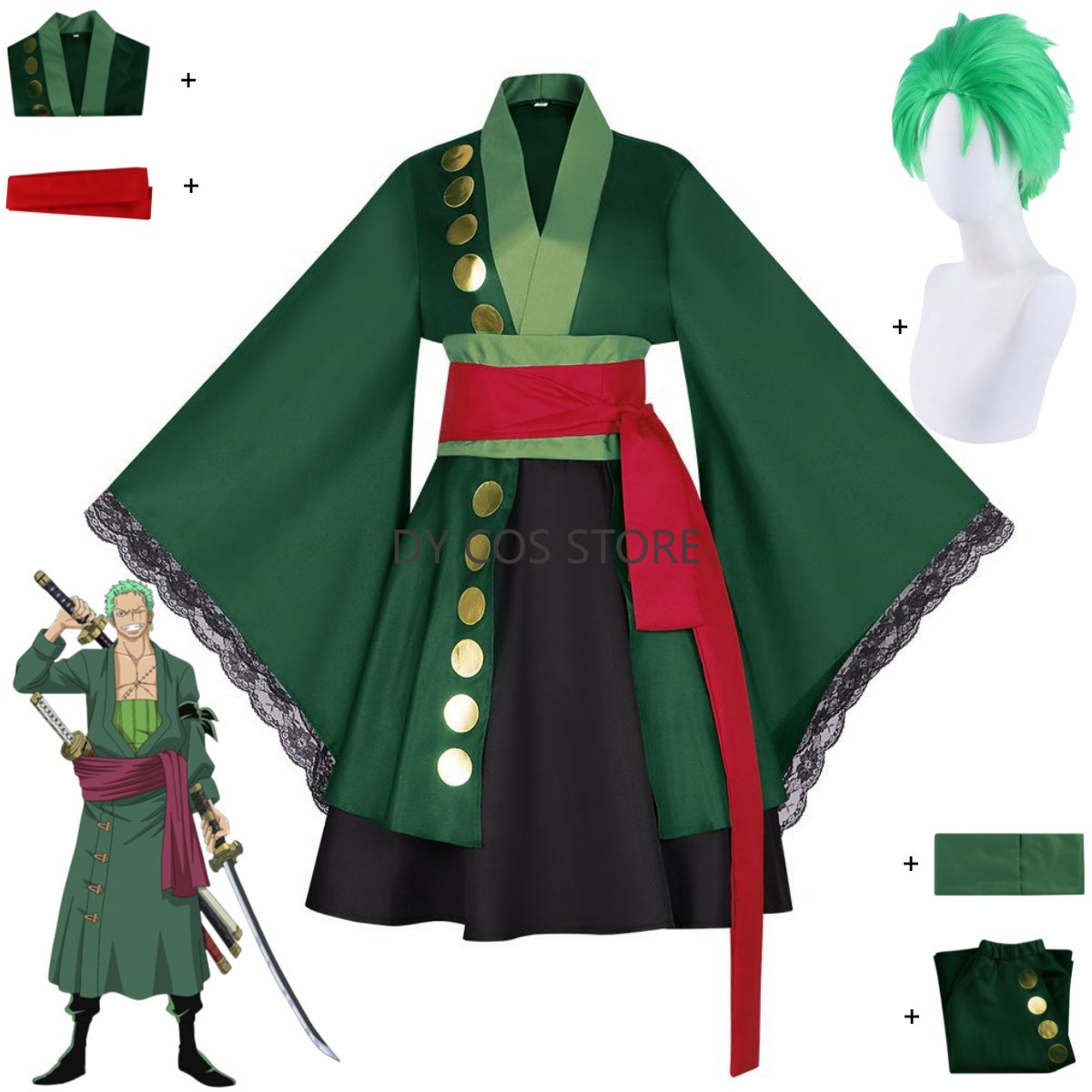 Anime Zoro Cosplay Female - Anime Roronoa Zoro Costume Cosplay Wano