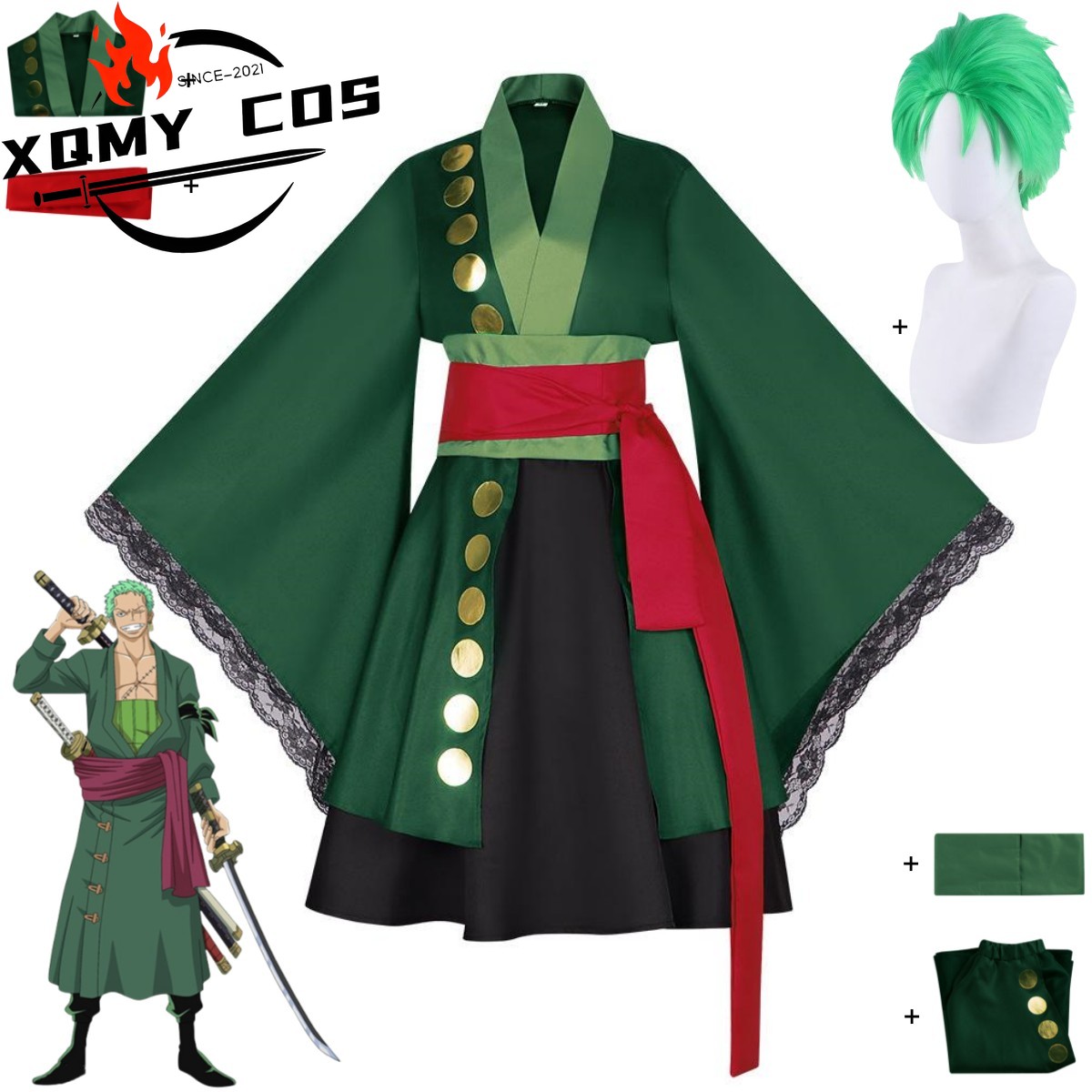 XqAnime Roronoa Zoro Costume C - Anime Zoro Cosplay Female recensione e prezzo